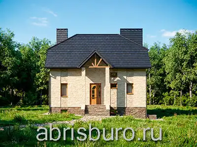 Проект K2615-253 двухэтажного дома с подвалом, мастерской, камином, 4 спальнями и полувальмовой крышей