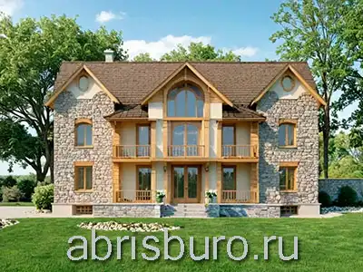 Проект двухэтажного коттеджа K2619-280 в виде ромба с балконом, 4 спальнями и кабинетом