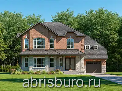 Проект двухэтажного мансардного коттеджа K2621-287 с гаражом, эркером, террасой, тренажерной и 5 спальнями