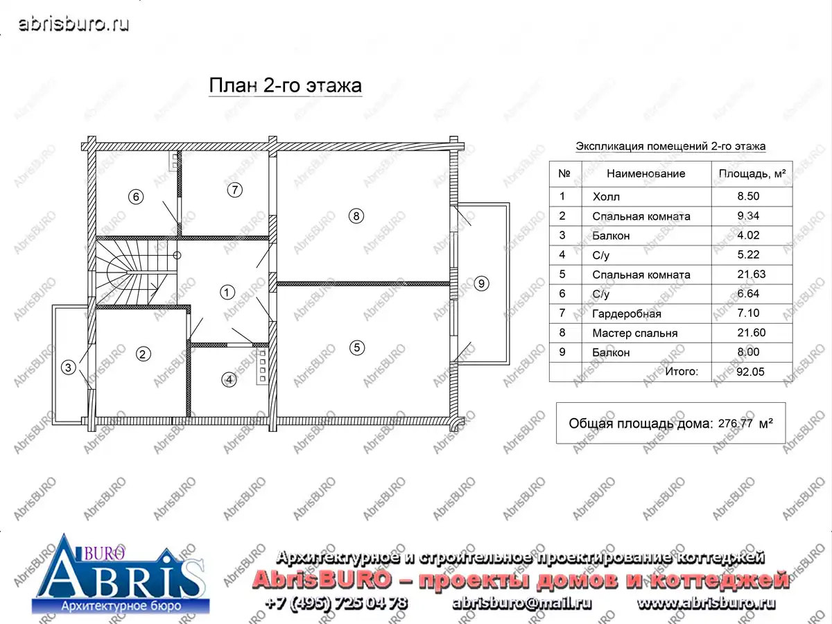 План 2-го этажа коттеджа