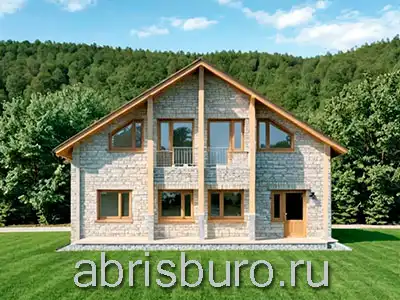 Проект коттеджа K2629-261 с вторым мансардным этажом, террасой, балконом и камином