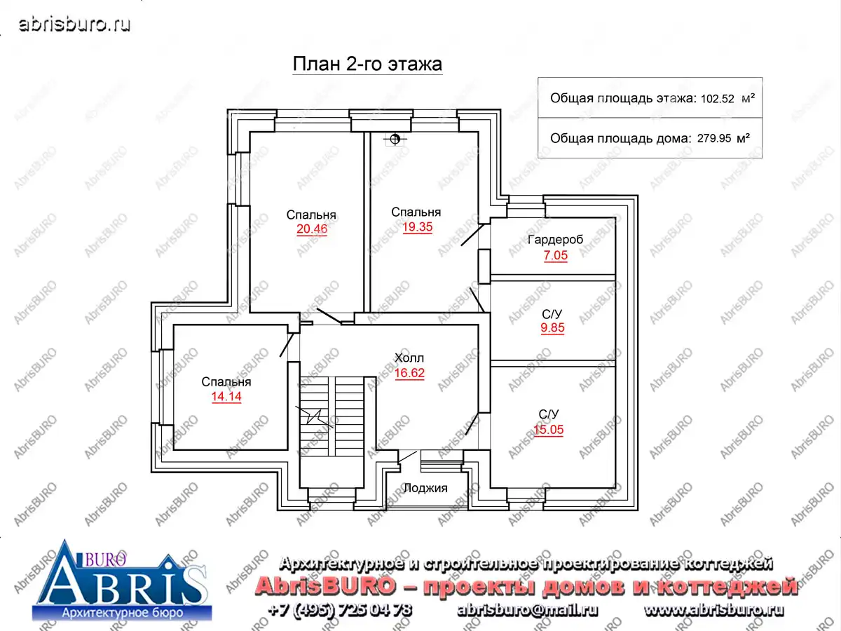 План 2-го этажа коттеджа