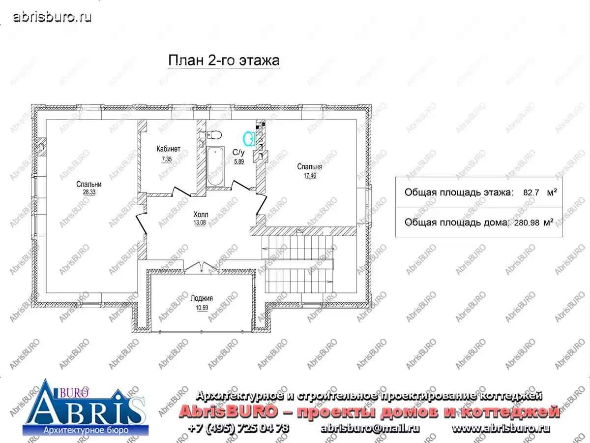 План 2-го этажа коттеджа