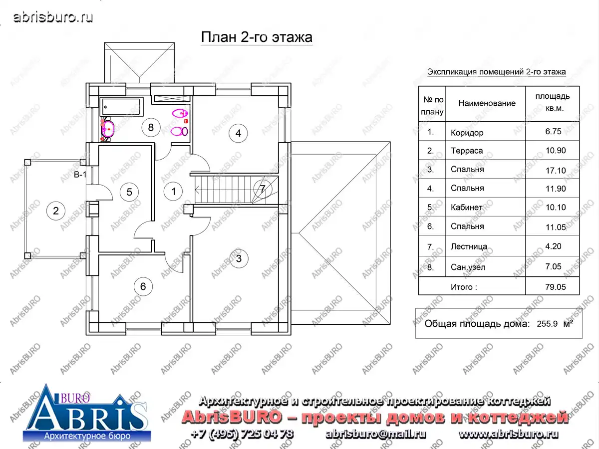 План 2-го этажа коттеджа
