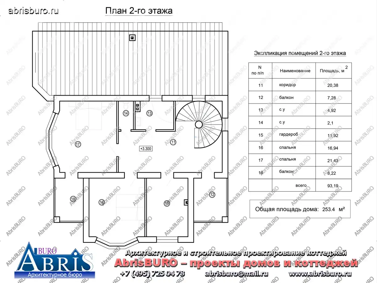 План 2-го этажа коттеджа