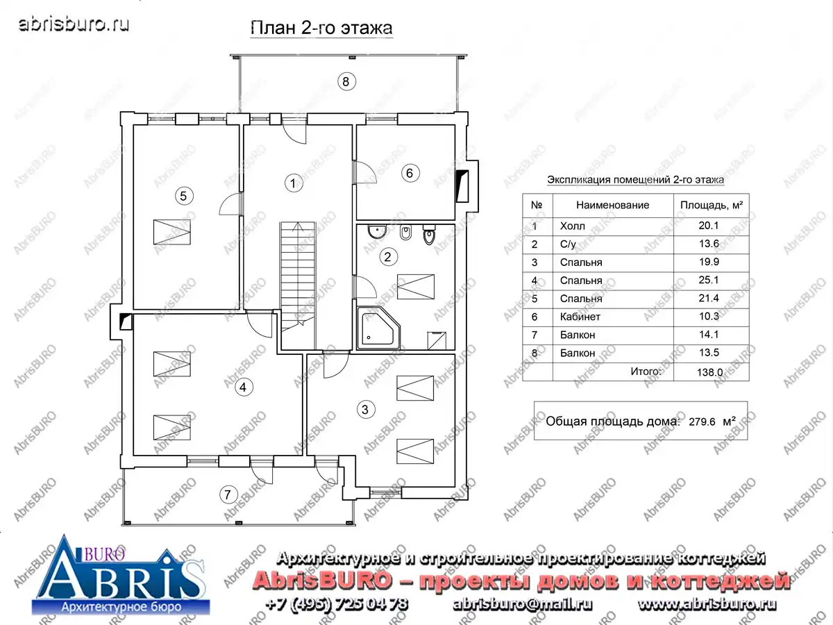 План 2-го этажа коттеджа