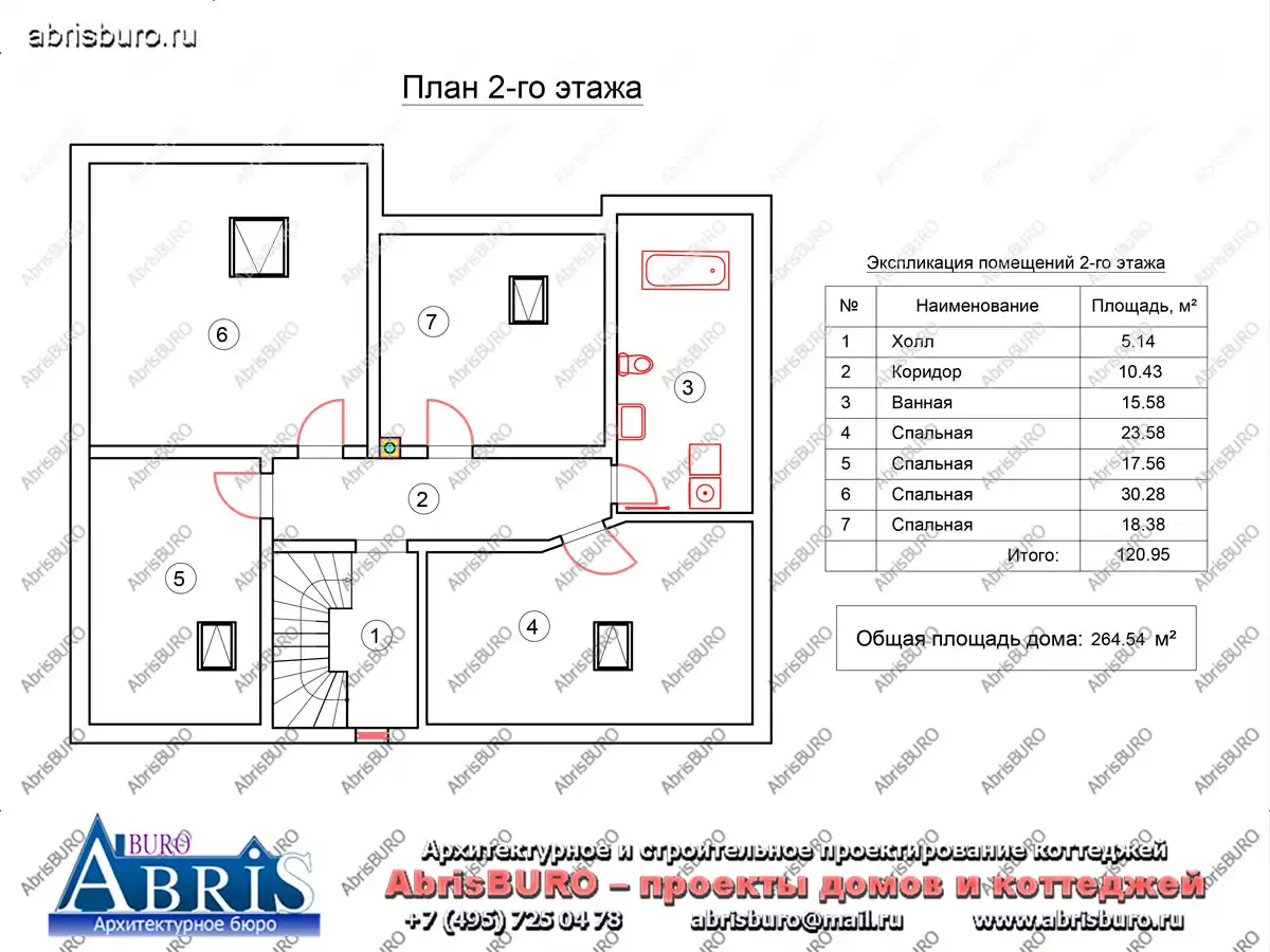 План 2-го этажа коттеджа