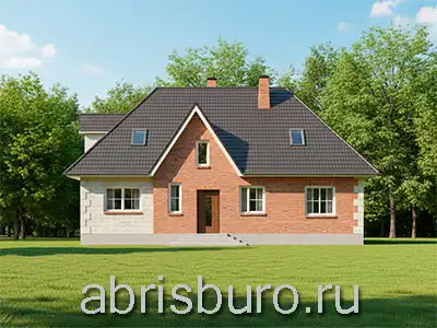 K2636-265 Проект двухэтажного мансардного коттеджа с террасой, сауной, тренажерной и 5 спальнями