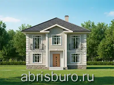 K2638-284 Проект двухэтажного дома с террасой, 5 спальнями и двумя французскими балконами