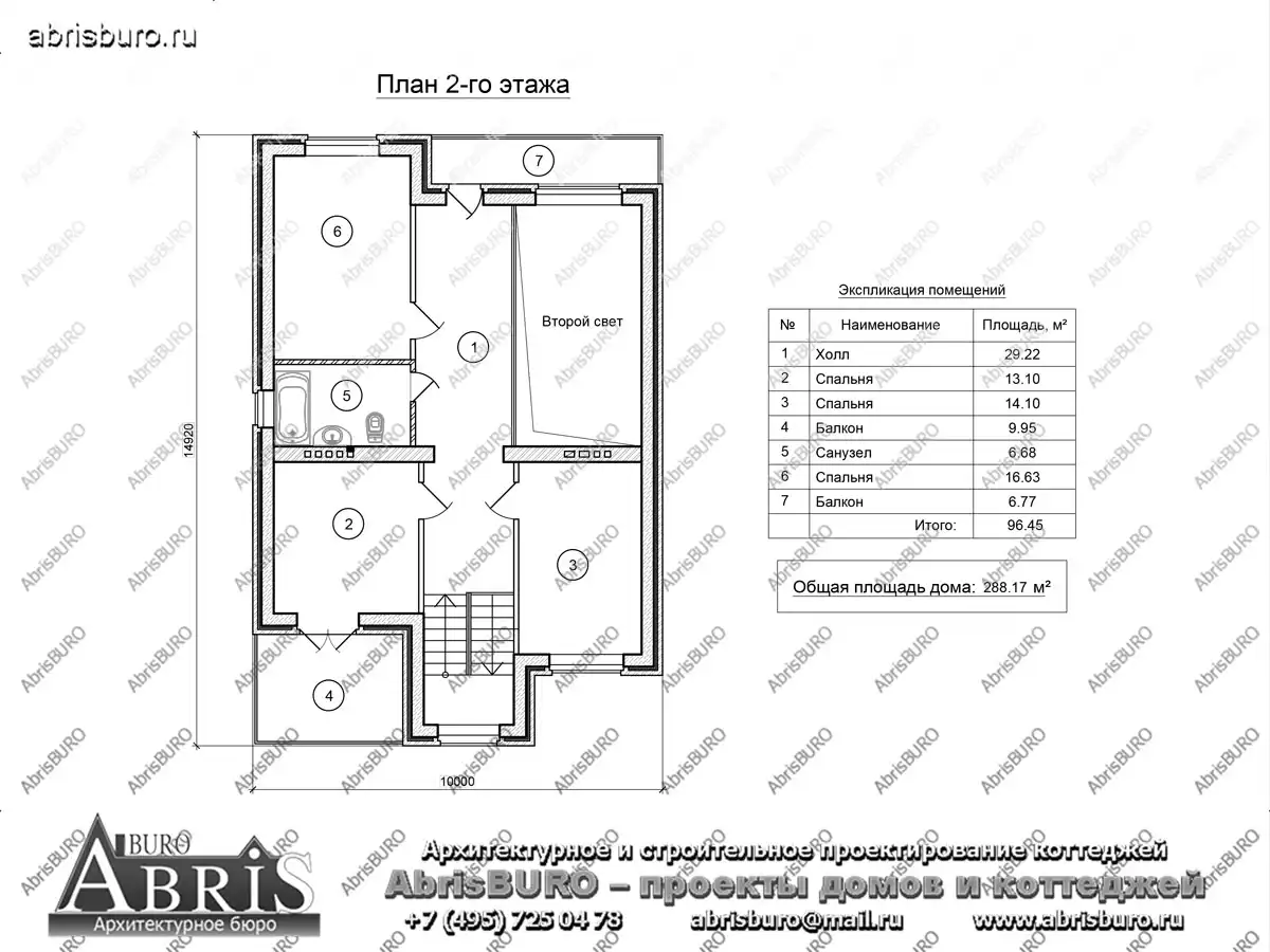 План 2-го этажа коттеджа