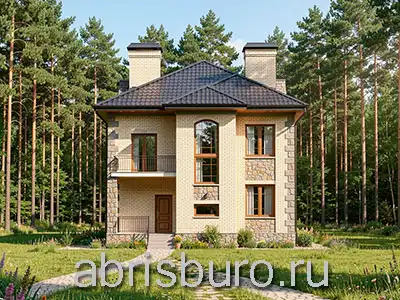 K2642-288 Проект двухэтажного коттеджа с подвалом, тренажерным залом, террасой, камином, вторым светом и 2 балконами