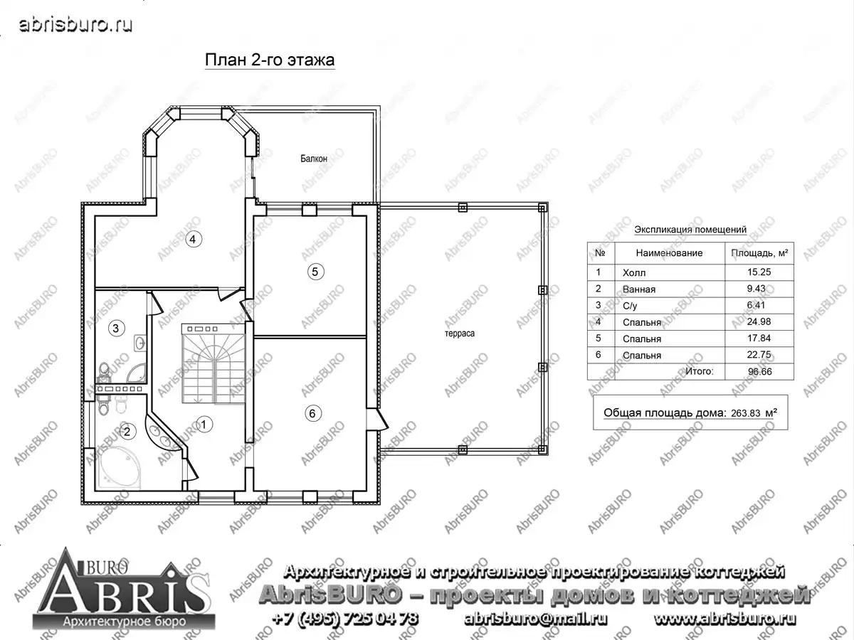 План 2-го этажа коттеджа