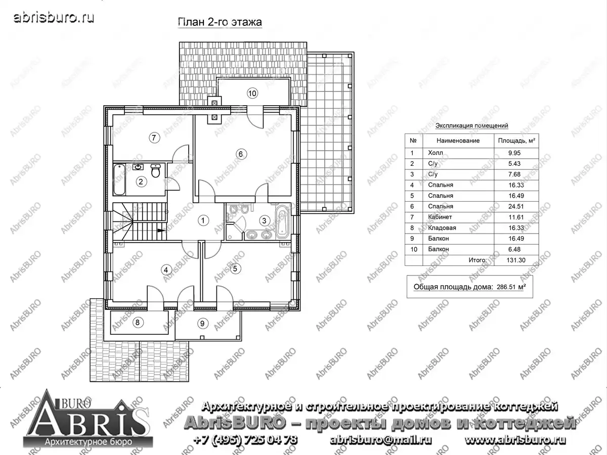 План 2-го этажа коттеджа