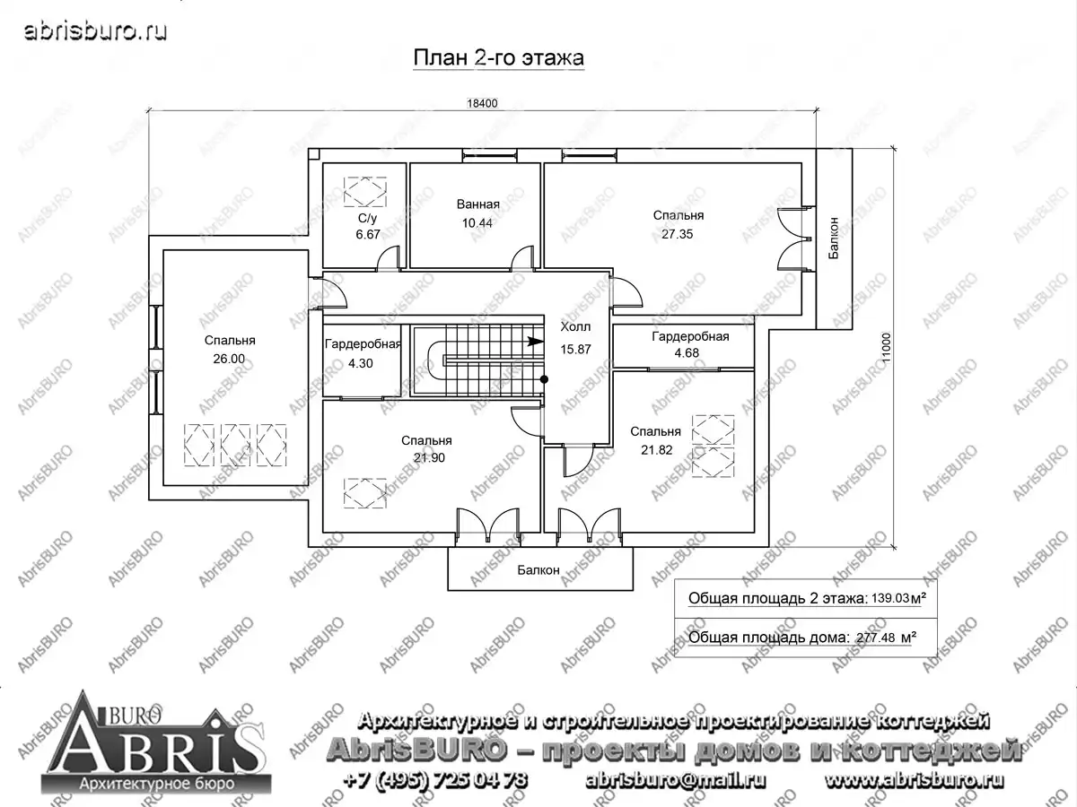 План 2-го этажа коттеджа