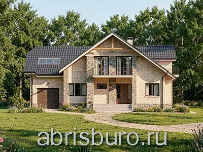 K2646-277: Проект мансардного коттеджа с гаражом, террасой, балконом и 5 спальнями