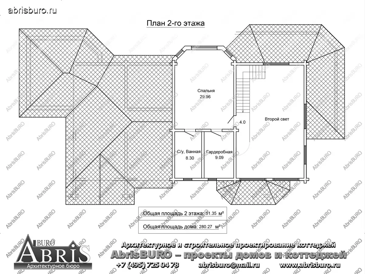 План 2-го этажа коттеджа