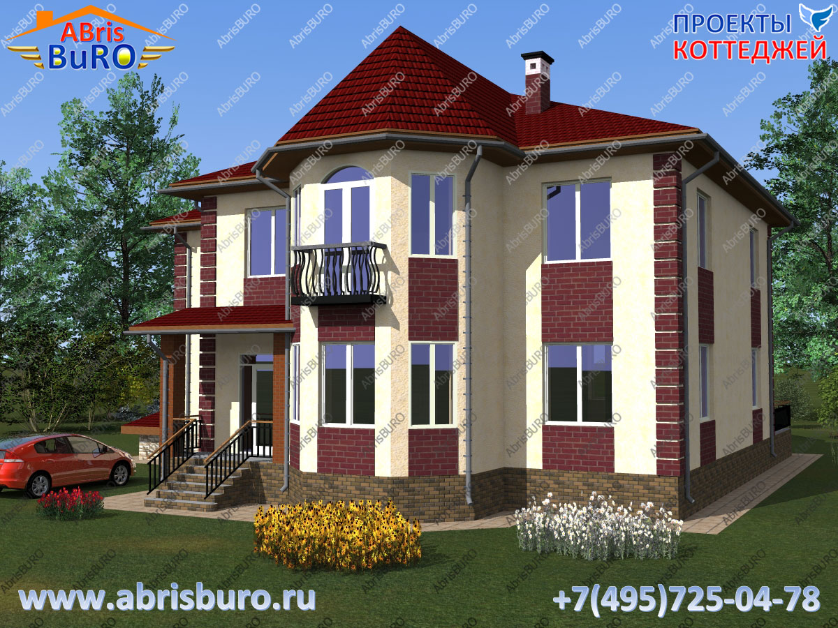 Проект дома с террасами и подвалом K3066-360 www.abrisburo.ru