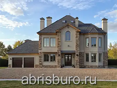 K3101-565 Проект двухэтажного дома с мансардой, 4 спальнями, кабинетом, гаражом