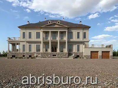 K3106-1106 Проект особняка с гаражом в классическом стиле с цокольным этажом, бильярдной, сауной, винным погребом,  каминной, верандой, зимним садом, домашним кинотеатром, кабинетом, лоджиями общей площадью 1106,4 м2 и габаритными размерами 33,7 х 29,8 метров