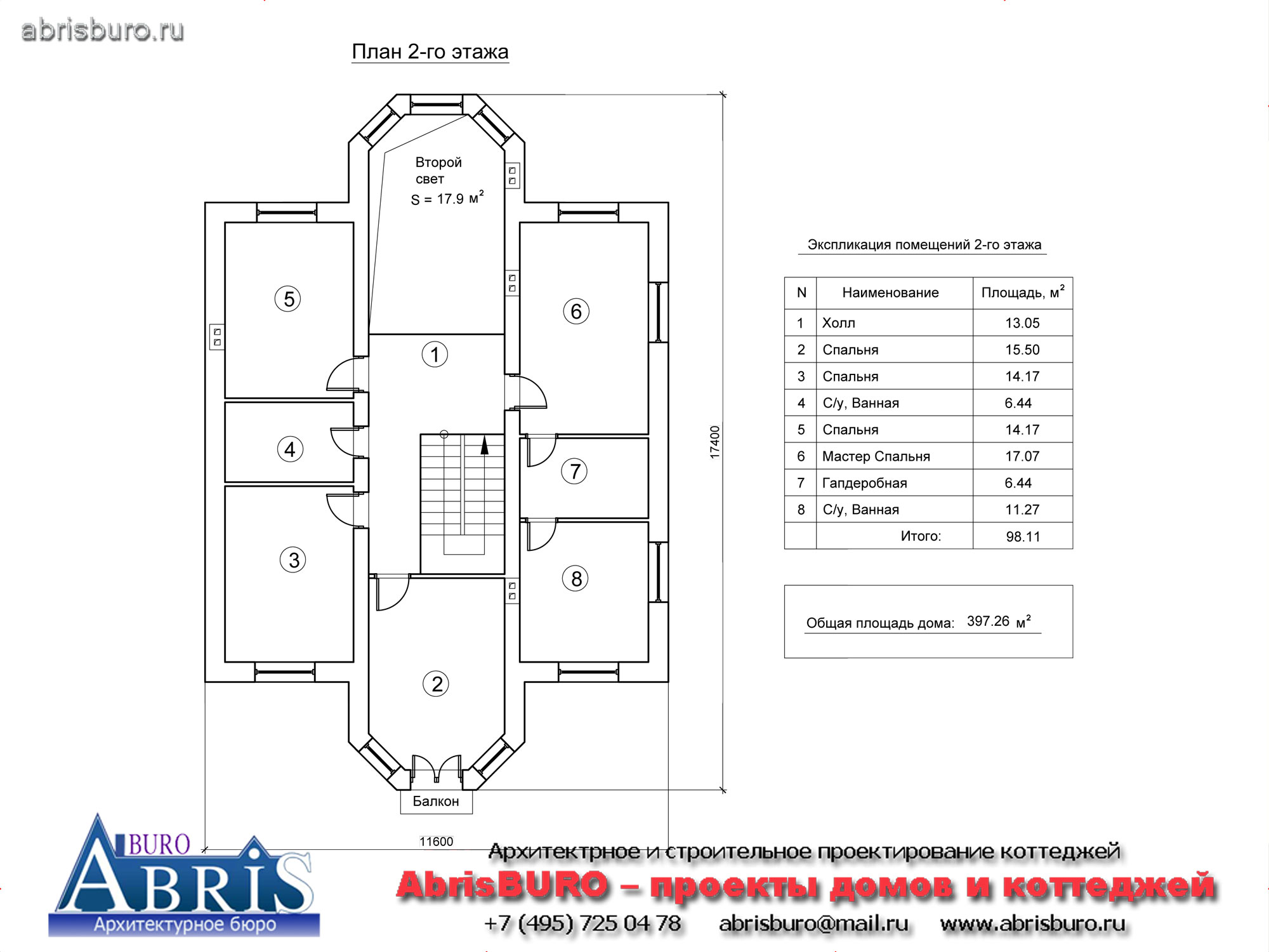 План второго этажа дома