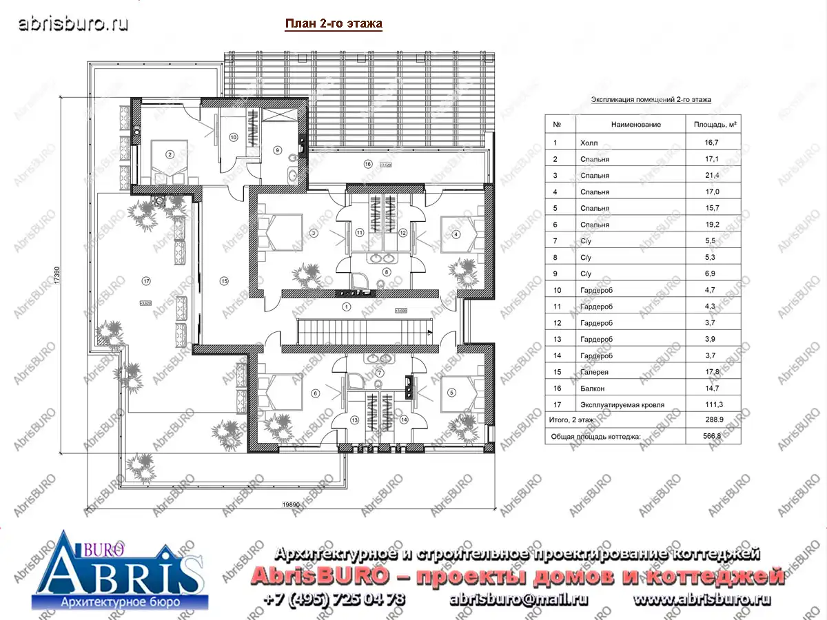 План 2-го этажа коттеджа