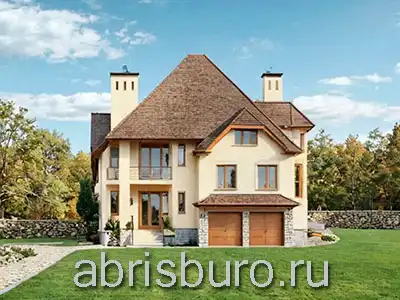 Проект K3127-670 двухэтажного дома с подвалом, домашним кинотеатром, спортзалом, гаражом, камином, сауной, библиотекой и оранжерей