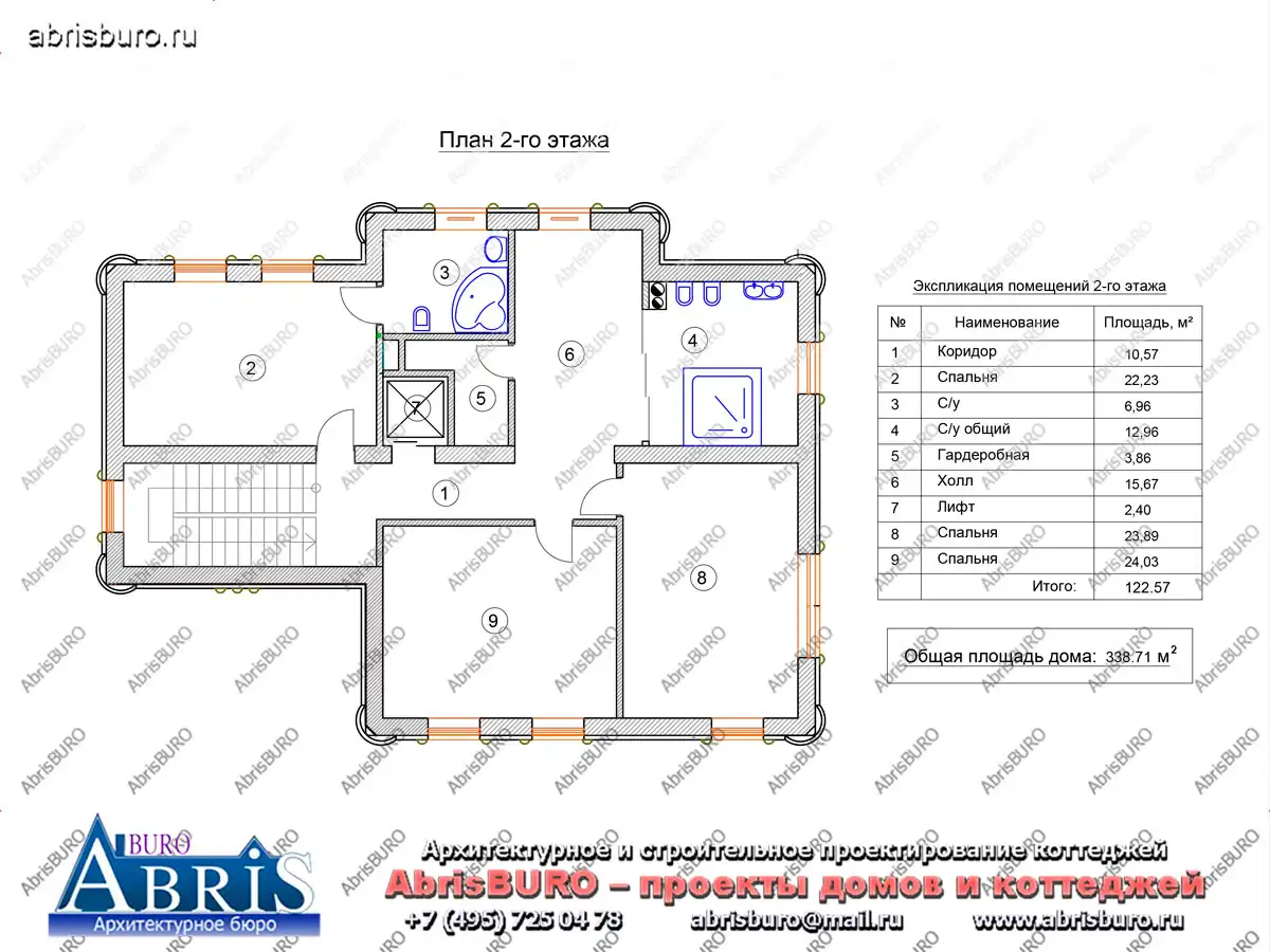 План 2-го этажа коттеджа