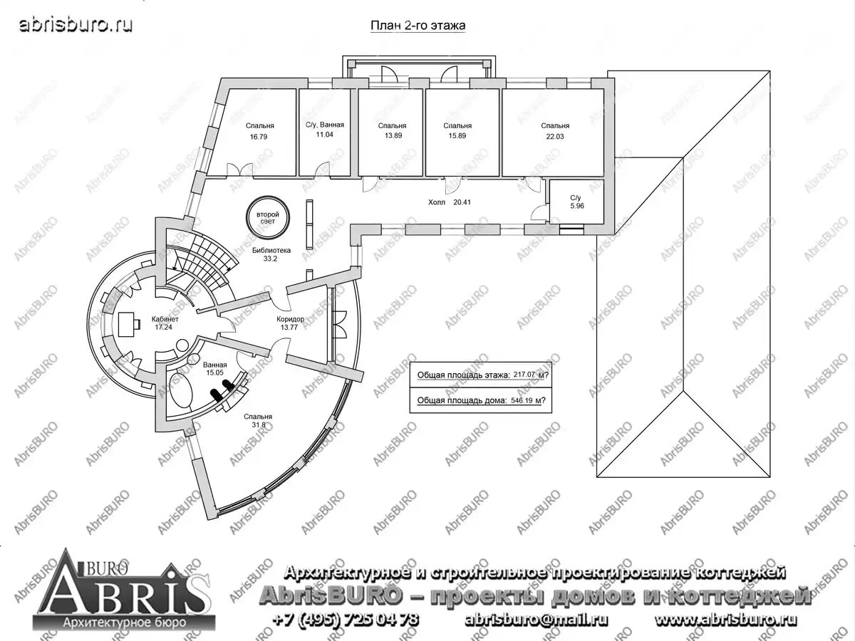План 2-го этажа коттеджа