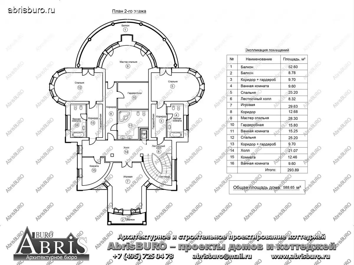 План 2-го этажа коттеджа