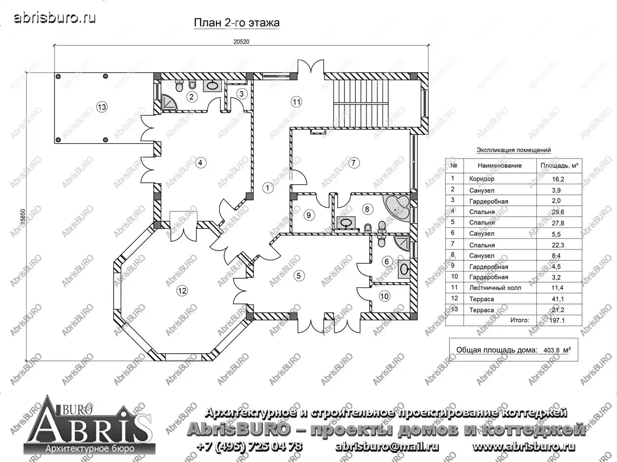 План 2-го этажа коттеджа