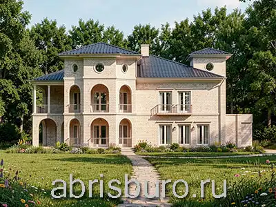 Проект двухэтажного коттеджа K3144-404 с эркером, камином и террасами