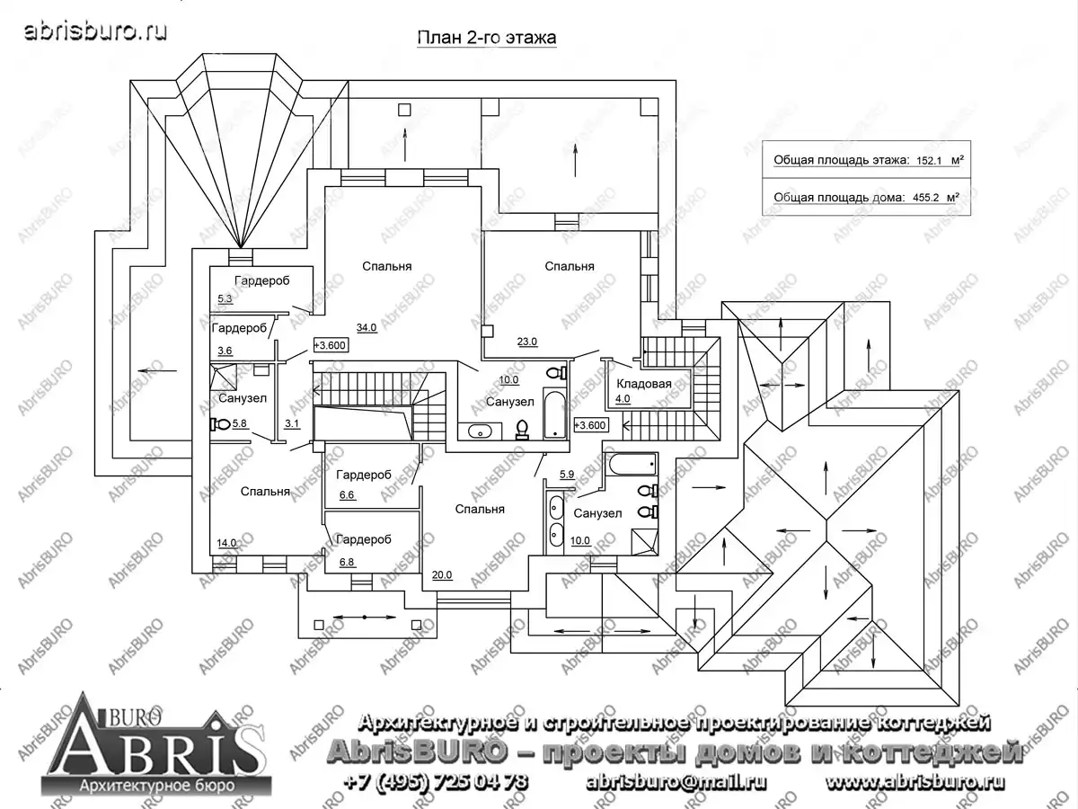 План 2-го этажа коттеджа