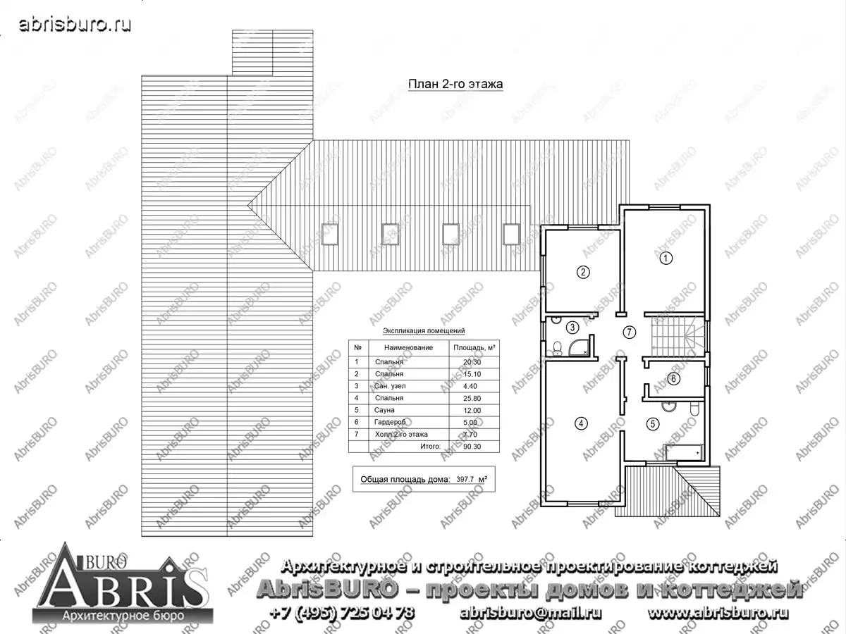 План 2-го этажа коттеджа