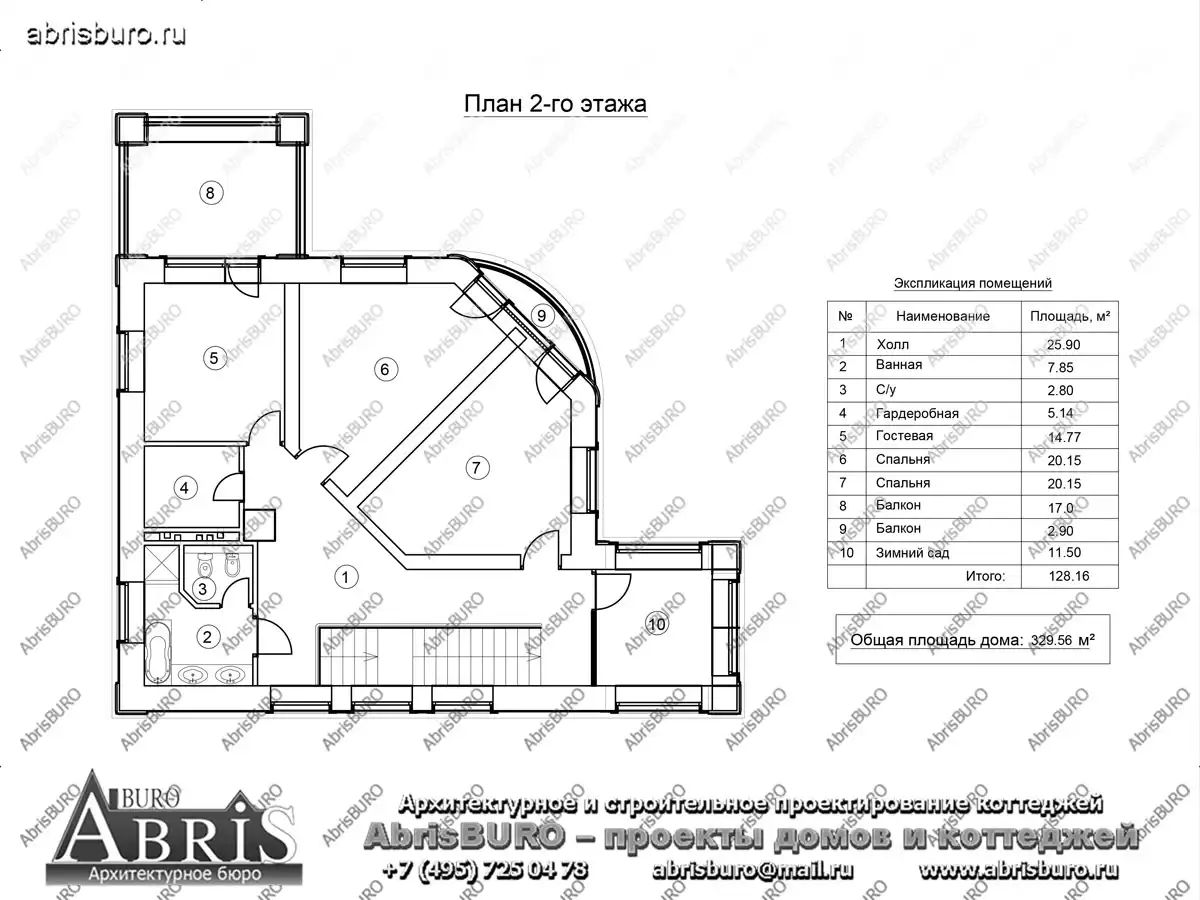 План 2-го этажа коттеджа