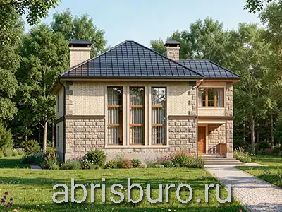 Проект двухэтажного коттеджа K3149-329 с террасой, зимним садом и балконами