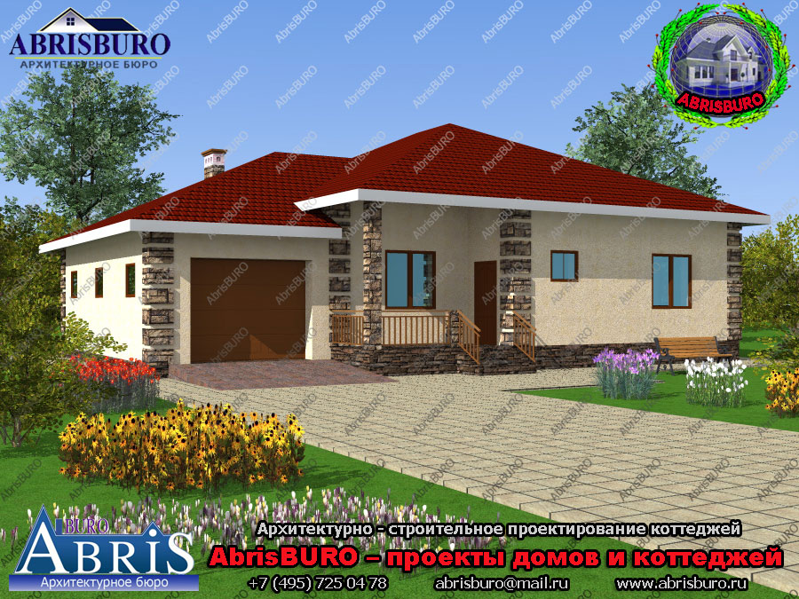 Проект дома К1065-145 на сайте архитектурной фирмы AbrisBURO.ru - ПРОЕКТЫ КОТТЕДЖЕЙ