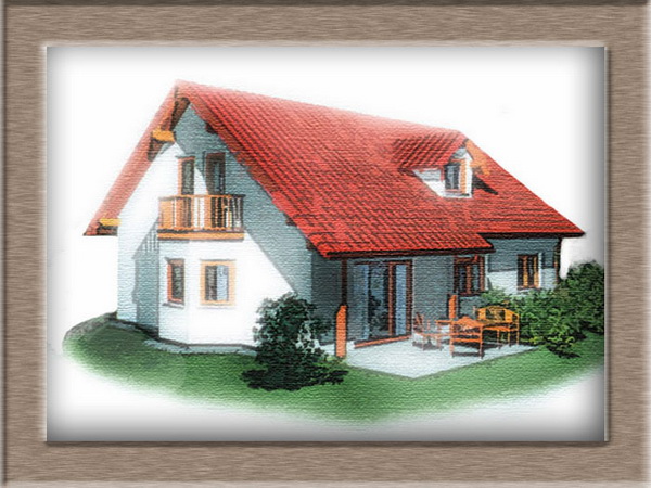 Эскиз коттеджа E-1-001. Проектирование домов.   Сайт: www.abrisburo.ru  Телефон: 8 (495) 725-04-78